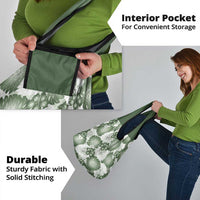 Sage Green Aloha Hawaii Grocery Bag Monstera Hibiscus Plumeria Seamless Vibes - Polynesian Pride