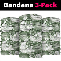 Sage Green Aloha Hawaii Neck Gaiter Monstera Hibiscus Plumeria Seamless Vibes LT14