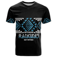 Aotearoa Atua Ranginui Personalised T Shirt Maori Sky Father Taniko Motifs LT14 Blue - Polynesian Pride