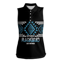Aotearoa Atua Ranginui Personalised Women Sleeveless Polo Shirt Maori Sky Father Taniko Motifs LT14 Female Blue - Polynesian Pride