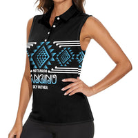 Aotearoa Atua Ranginui Personalised Women Sleeveless Polo Shirt Maori Sky Father Taniko Motifs LT14 - Polynesian Pride