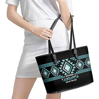 Aotearoa Atua Tangaroa Leather Tote Bag Maori God Of The Sea Taniko Motifs LT14 - Polynesian Pride