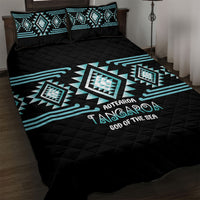 Aotearoa Atua Tangaroa Quilt Bed Set Maori God Of The Sea Taniko Motifs LT14 Turquoise - Polynesian Pride