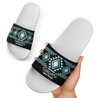 Aotearoa Atua Tangaroa Slide Sandals Maori God Of The Sea Taniko Motifs LT14 - Polynesian Pride