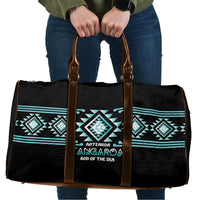 Aotearoa Atua Tangaroa Travel Bag Maori God Of The Sea Taniko Motifs LT14 Turquoise - Polynesian Pride