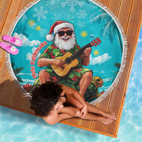 Hawaii Christmas Beach Blanket Mele Kalikimaka Poinsettia Lei - Cyan LT14 - Polynesian Pride