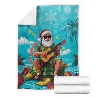 Hawaii Christmas Blanket Mele Kalikimaka Poinsettia Lei - Cyan LT14 - Polynesian Pride