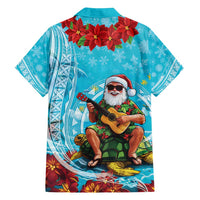 Hawaii Christmas Family Matching Summer Maxi Dress and Hawaiian Shirt Mele Kalikimaka Poinsettia Lei Polynesian - Blue LT14 - Polynesian Pride