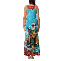 Hawaii Christmas Family Matching Tank Maxi Dress and Hawaiian Shirt Mele Kalikimaka Poinsettia Lei Polynesian - Blue LT14 - Polynesian Pride