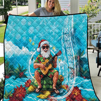 Hawaii Christmas Quilt Mele Kalikimaka Poinsettia Lei Polynesian - Blue LT14 Blue - Polynesian Pride