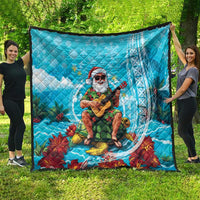 Hawaii Christmas Quilt Mele Kalikimaka Poinsettia Lei Polynesian - Blue LT14 - Polynesian Pride