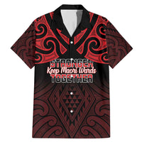 Personalised Keep Maori Wards New Zealand Family Matching Mermaid Dress and Hawaiian Shirt Stronger Together Aotearoa Taniko LT14 Dad's Shirt - Short Sleeve Black - Polynesian Pride
