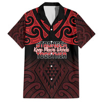 Personalised Keep Maori Wards New Zealand Family Matching Off The Shoulder Long Sleeve Dress and Hawaiian Shirt Stronger Together Aotearoa Taniko LT14 Dad's Shirt - Short Sleeve Black - Polynesian Pride