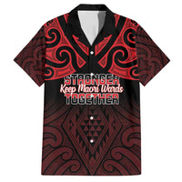 Personalised Keep Maori Wards New Zealand Family Matching Off Shoulder Maxi Dress and Hawaiian Shirt Stronger Together Aotearoa Taniko LT14 Dad's Shirt - Short Sleeve Black - Polynesian Pride
