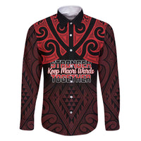 Personalised Keep Maori Wards New Zealand Family Matching Tank Maxi Dress and Hawaiian Shirt Stronger Together Aotearoa Taniko LT14 Dad's Shirt - Long Sleeve Black - Polynesian Pride