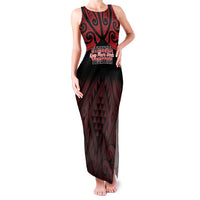 Personalised Keep Maori Wards New Zealand Family Matching Tank Maxi Dress and Hawaiian Shirt Stronger Together Aotearoa Taniko LT14 Mom's Dress Black - Polynesian Pride
