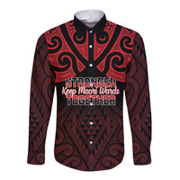 Personalised Keep Maori Wards New Zealand Long Sleeve Button Shirt Stronger Together Aotearoa Taniko - Polynesian Pride