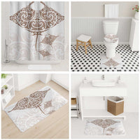 New Zealand Manta Ray Tattoo Bathroom Set Aotearoa Maori Haehae Beige LT14 - Polynesian Pride