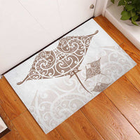 New Zealand Manta Ray Tattoo Rubber Doormat Aotearoa Maori Haehae Beige - Polynesian Pride
