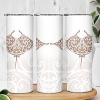 New Zealand Manta Ray Tattoo Skinny Tumbler Aotearoa Maori Haehae Beige LT14 - Polynesian Pride