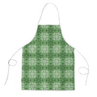 Green Hawaiian Quilt Apron Hawaii Pineapple Monstera Palaka Motifs - Polynesian Pride