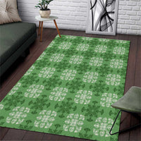 Green Hawaiian Quilt Area Rug Hawaii Pineapple Monstera Palaka Motifs LT14 Green - Polynesian Pride