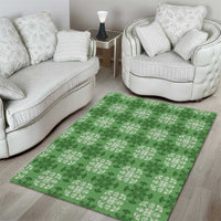 Green Hawaiian Quilt Area Rug Hawaii Pineapple Monstera Palaka Motifs LT14 - Polynesian Pride