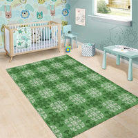 Green Hawaiian Quilt Area Rug Hawaii Pineapple Monstera Palaka Motifs LT14 - Polynesian Pride