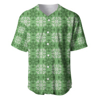 Green Hawaiian Quilt Baseball Jersey Hawaii Pineapple Monstera Palaka Motifs LT14 Green - Polynesian Pride