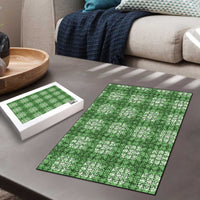 Green Hawaiian Quilt Puzzle Hawaii Pineapple Monstera Palaka Motifs - Polynesian Pride