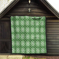 Green Hawaiian Quilt Quilt Hawaii Pineapple Monstera Palaka Motifs - Polynesian Pride