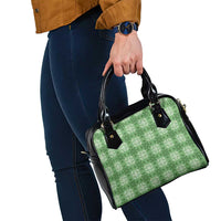 Green Hawaiian Quilt Shoulder Handbag Hawaii Pineapple Monstera Palaka Motifs - Polynesian Pride