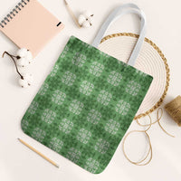 Green Hawaiian Quilt Tote Bag Hawaii Pineapple Monstera Palaka Motifs - Polynesian Pride