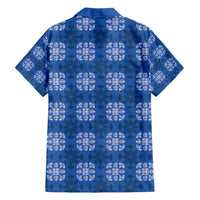 Royal Blue Hawaiian Quilt Family Matching Long Sleeve Bodycon Dress and Hawaiian Shirt Hawaii Pineapple Monstera Palaka Motifs LT14 - Polynesian Pride