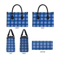 Royal Blue Hawaiian Quilt Leather Bag Hawaii Pineapple Monstera Palaka Motifs LT14 - Polynesian Pride