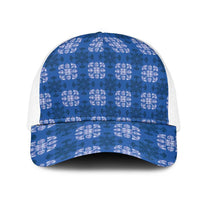 Royal Blue Hawaiian Quilt Mesh Trucker Cap Hawaii Pineapple Monstera Palaka Motifs LT14 One Size White Royal Blue - Polynesian Pride