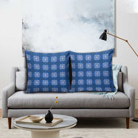 Royal Blue Hawaiian Quilt Pillow Cover Hawaii Pineapple Monstera Palaka Motifs - Polynesian Pride