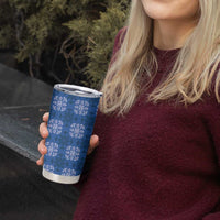 Royal Blue Hawaiian Quilt Tumbler Cup Hawaii Pineapple Monstera Palaka Motifs - Polynesian Pride