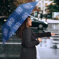Royal Blue Hawaiian Quilt Umbrella Hawaii Pineapple Monstera Palaka Motifs - Polynesian Pride