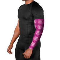 Pink Hawaiian Quilt Arm Sleeves Hawaii Pineapple Monstera Palaka Motifs - Polynesian Pride