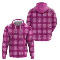 Pink Hawaiian Quilt Hoodie Hawaii Pineapple Monstera Palaka Motifs - Polynesian Pride