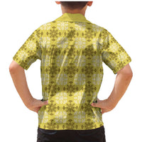 Yellow Hawaiian Quilt Family Matching Mermaid Dress and Hawaiian Shirt Hawaii Pineapple Monstera Palaka Motifs LT14 - Polynesian Pride