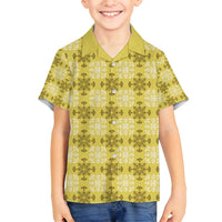 Yellow Hawaiian Quilt Family Matching Summer Maxi Dress and Hawaiian Shirt Hawaii Pineapple Monstera Palaka Motifs LT14 Son's Shirt Yellow - Polynesian Pride