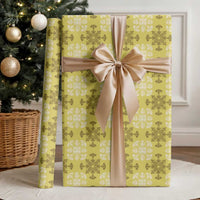 Yellow Hawaiian Quilt Wrapping Paper Hawaii Pineapple Monstera Palaka Motifs - Polynesian Pride