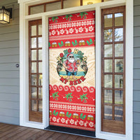 Mele Kalikimaka Hawaii Door Cover Funny Beer-Loving Santa Hawaiian Tropical - Polynesian Pride