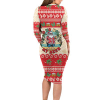 Mele Kalikimaka Hawaii Family Matching Long Sleeve Bodycon Dress and Hawaiian Shirt Funny Beer-Loving Santa Hawaiian Tropical LT14 - Polynesian Pride