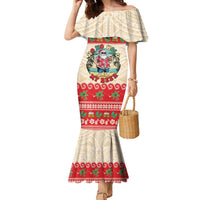 Mele Kalikimaka Hawaii Family Matching Mermaid Dress and Hawaiian Shirt Funny Beer-Loving Santa Hawaiian Tropical LT14 Mom's Dress Red - Polynesian Pride