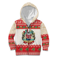 Mele Kalikimaka Hawaii Kid Hoodie Funny Beer-Loving Santa Hawaiian Tropical LT14 Zip Hoodie Red - Polynesian Pride
