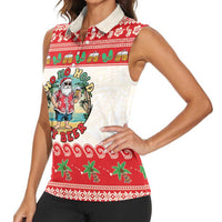 Mele Kalikimaka Hawaii Women Sleeveless Polo Shirt Funny Beer-Loving Santa Hawaiian Tropical LT14 - Polynesian Pride