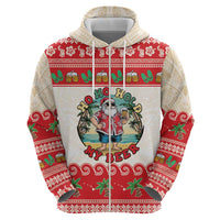 Mele Kalikimaka Hawaii Zip Hoodie Funny Beer-Loving Santa Hawaiian Tropical LT14 - Polynesian Pride